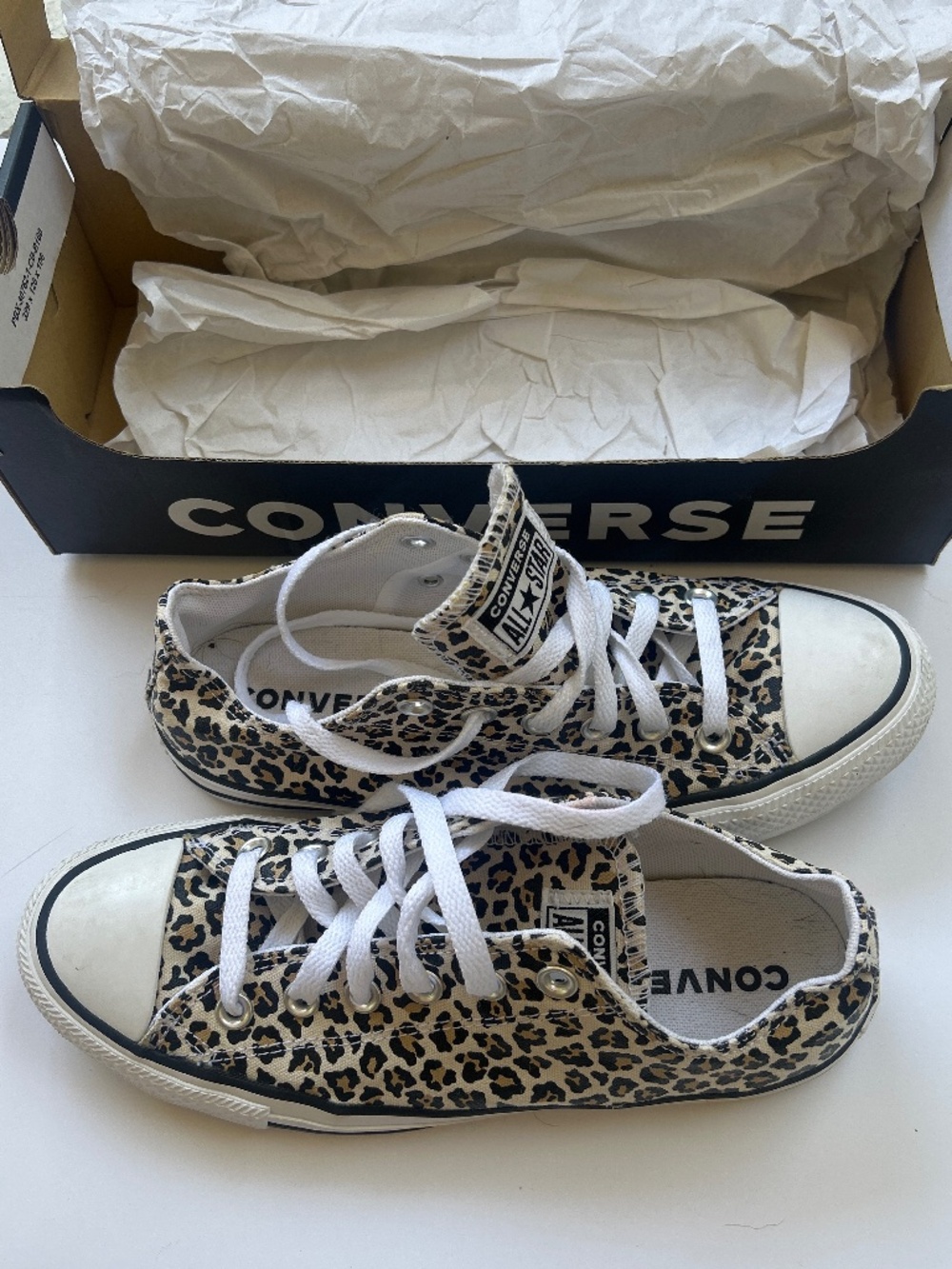 Leopard Print Converse Sneakers- Size 8